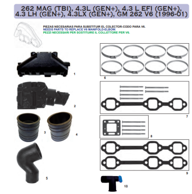 262 MAG (TBI), 4.3L (GEN+), 4.3 L EFI (GEN+), 4.3 LH (GEN+), 4.3LX (GEN+), GM 262 V6 (1996-01)