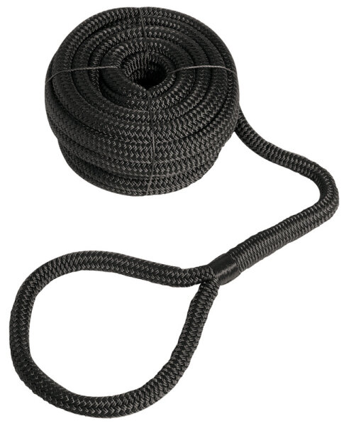 Festmacherleine mit Auge schwarz 10 mm x 6 m