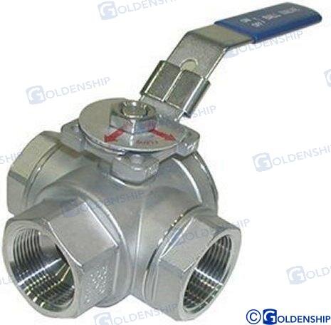 3-WEGEVENTIL 1/2" EDELSTAHL